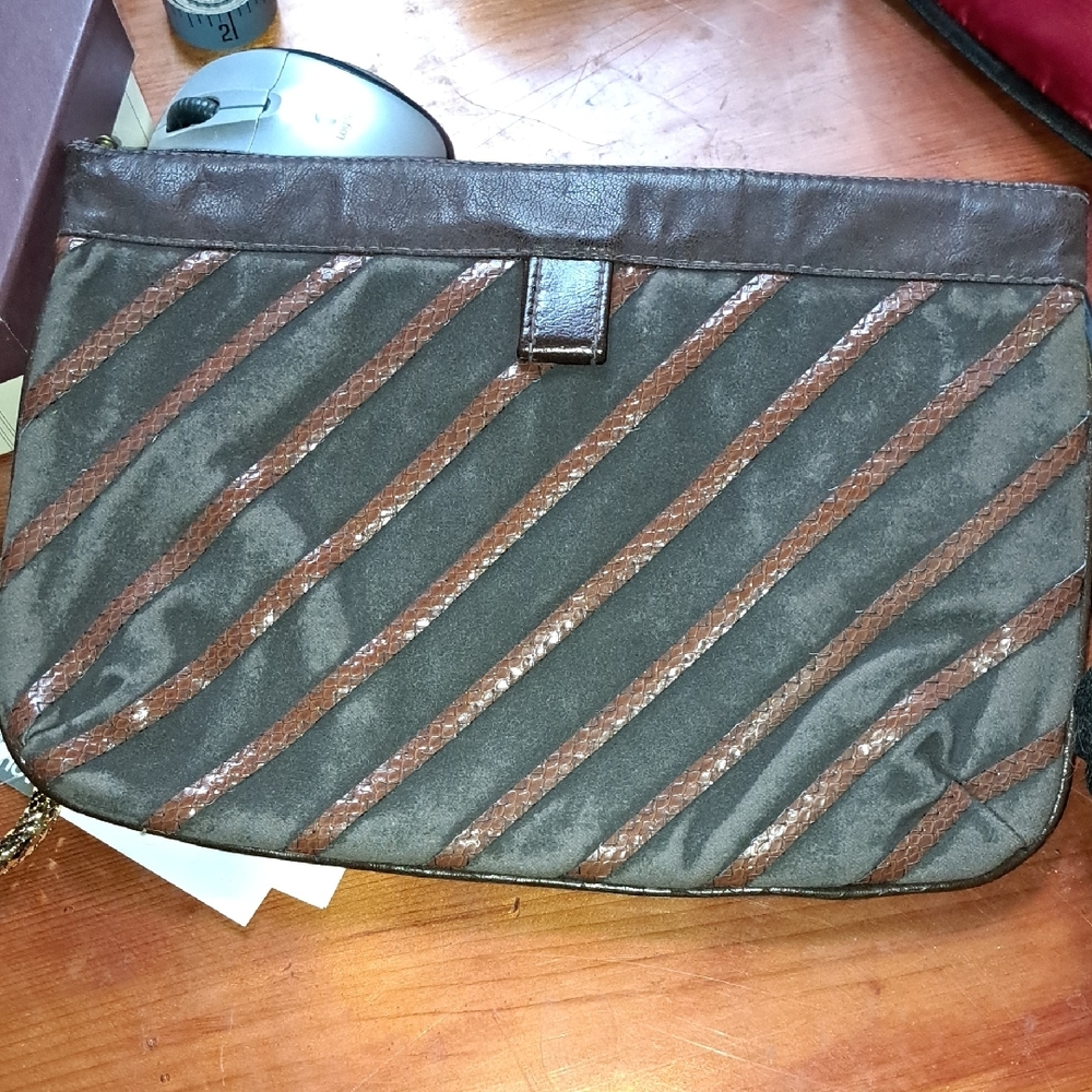Theodor Of California Brown Suede/Snakeskin Clutch